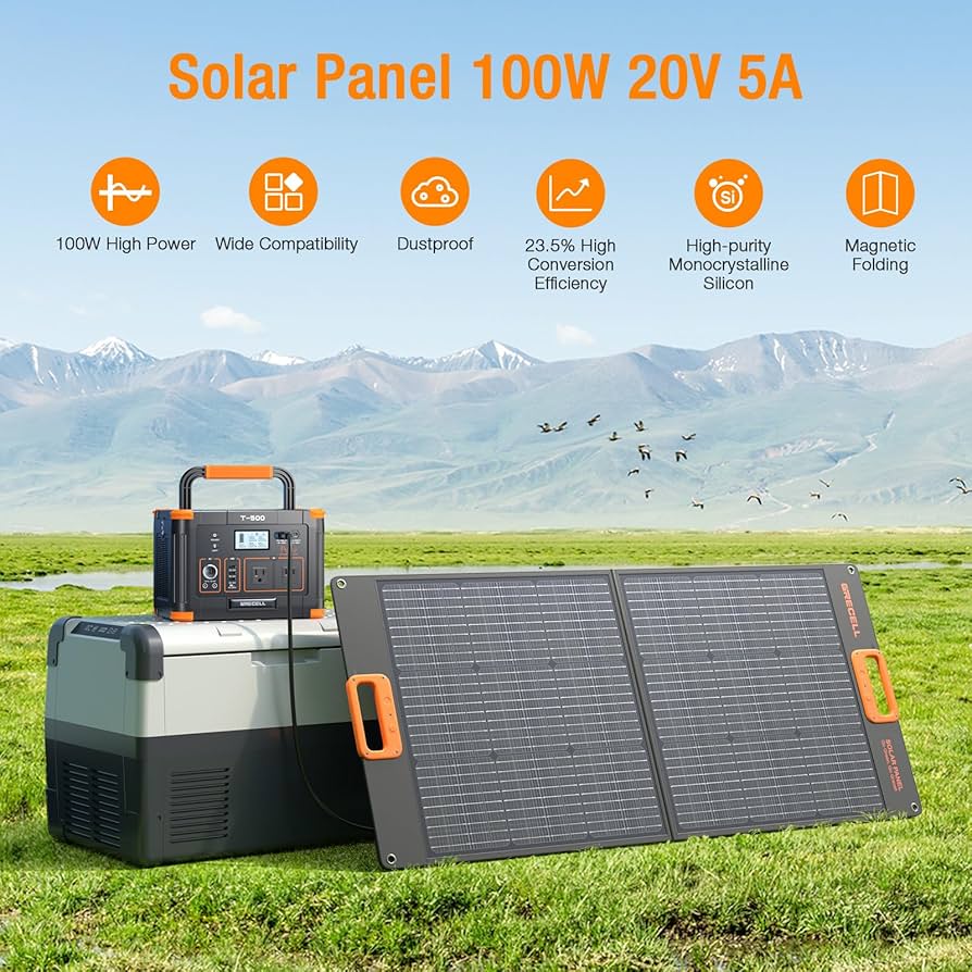 GRECELL 100W Foldable Solar Panel for Portable Power Stations